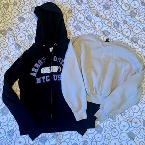 Women’s Junior’s Aeropostale Black Hoodie & Wild Fable Gray Cropped Crew Neck S